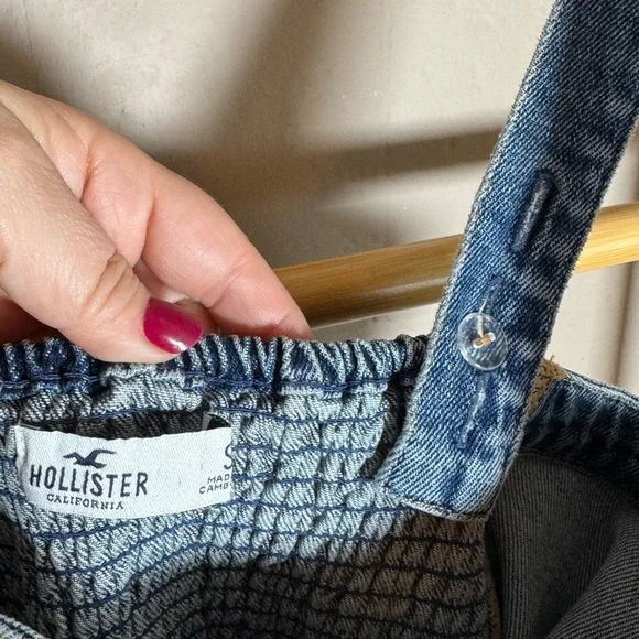 Hollister Woman’s Denim Blue Jumper Dress Button Up Tie Waist Sz S - Picture 6 of 8